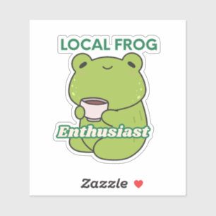 Süßer Frosch mit Kaffee Aufkleber