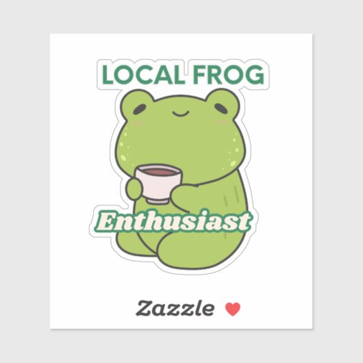 Süßer Frosch mit Kaffee Aufkleber (Blatt)