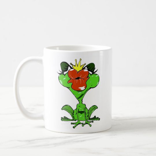 süßer Frosch mit Krone und Kussmund Kaffeetasse