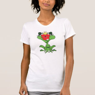süßer Frosch mit Krone und Kussmund T-Shirt