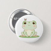 Süßer Frosch mit Schmetterling - süßes Naturdesign Button (Vorne & Hinten)