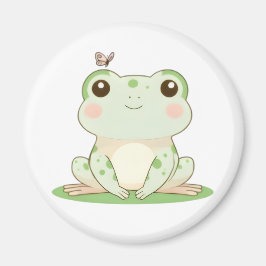 Süßer Frosch mit Schmetterling - süßes Naturdesign Magnet