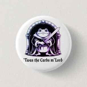 Süßer Frosch mit Schwert Carbs-Witz-Design Button