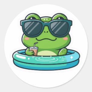 Süßer Frosch-Pool-Aufkleber – Lustiger Frosch mit Runder Aufkleber