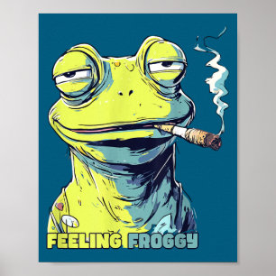 Süßer Frosch raucht Zigarette Lustiger Frosch Poster