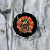 Süßer Frosch-Samurai-Cartoon-Tierkrieger-Design Button (Beispiel)