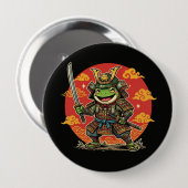 Süßer Frosch-Samurai-Cartoon-Tierkrieger-Design Button (Vorne & Hinten)