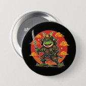 Süßer Frosch-Samurai-Cartoon-Tierkrieger-Design Button (Vorne & Hinten)