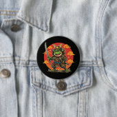 Süßer Frosch-Samurai-Cartoon-Tierkrieger-Design Button (Beispiel)