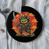Süßer Frosch-Samurai-Cartoon-Tierkrieger-Design Button (Beispiel)