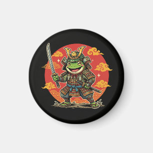 Süßer Frosch-Samurai-Cartoon-Tierkrieger-Design Magnet