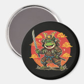 Süßer Frosch-Samurai-Cartoon-Tierkrieger-Design Magnet (Vorderseite/Rückseite)
