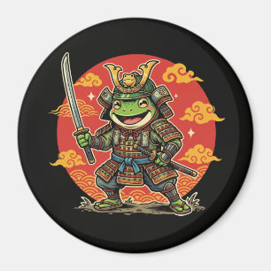 Süßer Frosch-Samurai-Cartoon-Tierkrieger-Design Magnet