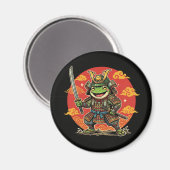Süßer Frosch-Samurai-Cartoon-Tierkrieger-Design Magnet (Vorderseite/Rückseite)