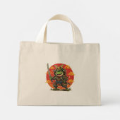 Süßer Frosch-Samurai-Cartoon-Tierkrieger-Design Mini Stoffbeutel (Rückseite)