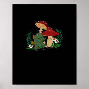 Süßer Frosch spielt Flöte Cottagecore Goblincore Ä Poster