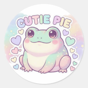 Süßer Frosch-Sticker mit Glitzer Kawaii Ae Runder Aufkleber