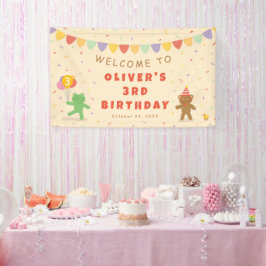 Süßer Frosch- und Bär-Geburtstagsbanner Banner