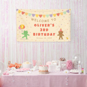 Süßer Frosch- und Bär-Geburtstagsbanner Banner