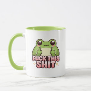 Süßer Frosch zeigt Mittelfinger Kawaii Grün Tasse