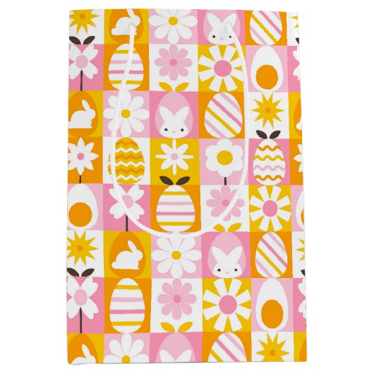 Süßer Frühlings-Oster-Patchwork Mittlere Geschenktüte (Vorderseite)