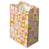 Süßer Frühlings-Oster-Patchwork Mittlere Geschenktüte (Rückseite Schrägansicht)