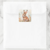 Süßer Frühlingshase Quadratischer Aufkleber (Tasche)
