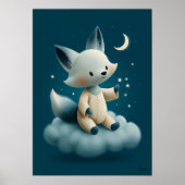 Süßer Fuchs auf Wolken-Kinderzimmer-Bettzeit Poster (Vorne)