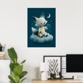 Süßer Fuchs auf Wolken-Kinderzimmer-Bettzeit Poster (Heimbüro)