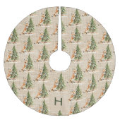 Süßer Fuchs Beiger Monogramm-Weihnachtsbaum-Unterl Polyester Weihnachtsbaumdecke (Vorderseite)