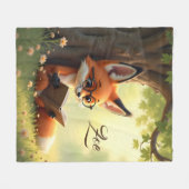 Süßer Fuchs beim Lesen eines Buches, individuelle Fleecedecke (Vorderseite (Horizontal))