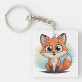 Süßer Fuchs Cartoon | Niedliche Tier Illustration Schlüsselanhänger (Vorderseite)