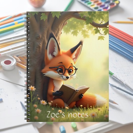 Süßer Fuchs, der ein Buch liest, individuell 