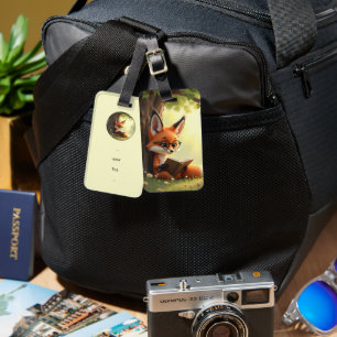 Süßer Fuchs, der ein Buch liest, individuell  Gepäckanhänger