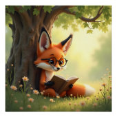 Süßer Fuchs, der ein Buch liest, Kinderzimmer Poster (Vorderseite)