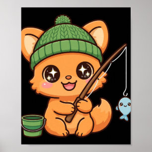 Süßer Fuchs-Fischer Kawaii Poster