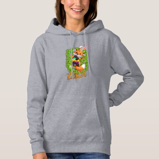 Süßer Fuchs Hasenohren Frohe Ostern Fuchs mit Oste Hoodie (Vorderseite)