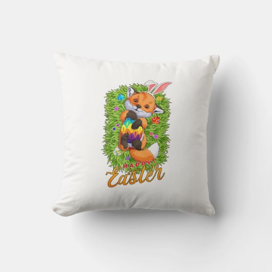 Süßer Fuchs Hasenohren Frohe Ostern Fuchs mit Oste Kissen (Vorderseite)