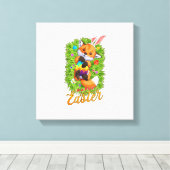 Süßer Fuchs Hasenohren Fröhlicher Osterfuchs mit O Leinwanddruck (Insitu (Holzboden))