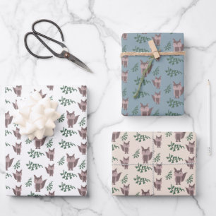 Süßer Fuchs Herbstliche Grünpflanzen Geschenkpapier Set