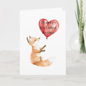 Süßer Fuchs-Herzballon Geburtstag Karte (Vorderseite)