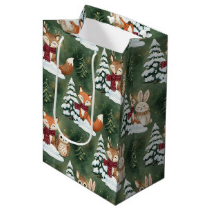 Süßer Fuchs Hirsch Eule Weihnachten Winter Wald Mittlere Geschenktüte