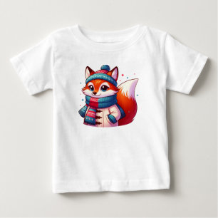 Süßer Fuchs im Winter mit Mütze und Schal Baby T-shirt