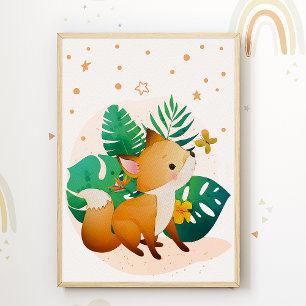 Süßer Fuchs Kinderzimmer Poster Sterne Kinderzimme