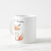 Süßer Fuchs-Lehrer beim Lesen Kaffeetasse (Vorderseite Links)