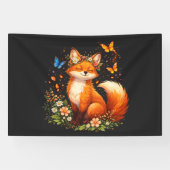 Süßer Fuchs Mit Blumen Banner (Horizontal)