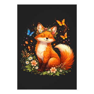 Süßer Fuchs mit Blumen Fotodruck