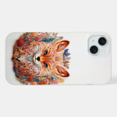 Süßer Fuchs mit Blumen Papier Ausschnitt iPhone Hülle (Rückseite (Horizontal))