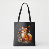 Süßer Fuchs Mit Blumen Tasche (Vorderseite)