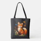 Süßer Fuchs Mit Blumen Tasche (Rückseite)